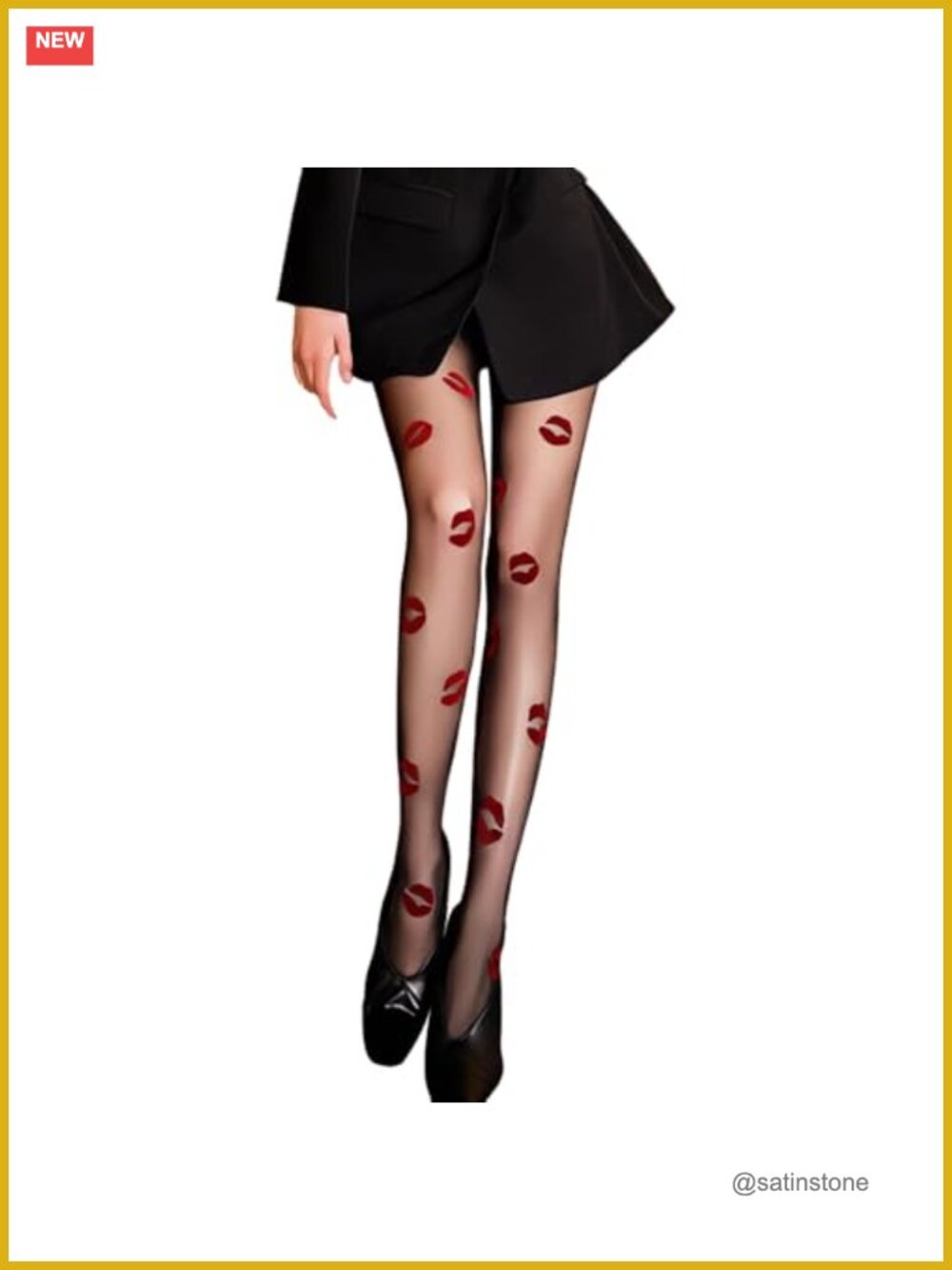 High Waist Sheer Pantyhose Red Lip Tights Halloween Costume Hosiery